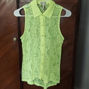 Kirra neon yellow lace button up